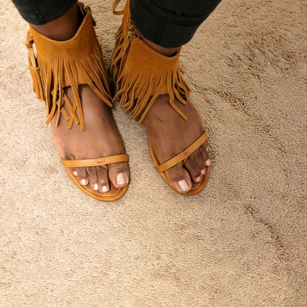 Fringe gladiator sandals